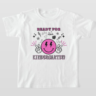 Ready for Kindergarten Pink Retro Smiley Face T-Shirt