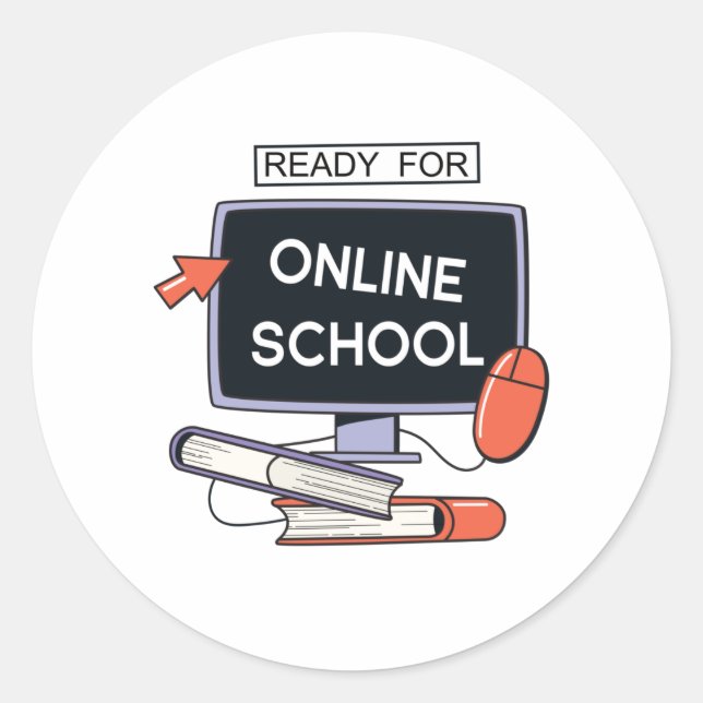 Ready for Online School Classic Round Sticker (Front)