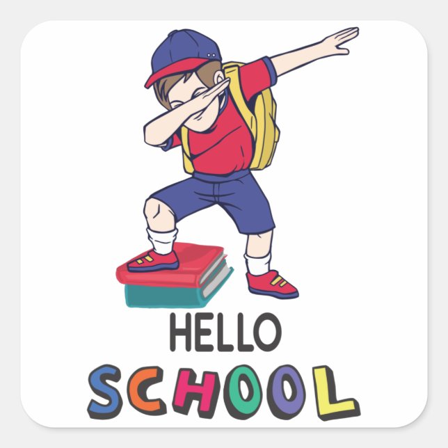 Ready for online school square sticker (Front)