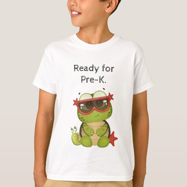 Ready for Pre-K with super cute Turtle.  T-Shirt (Front)