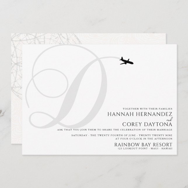 Ready for Take Off D Initial Wedding Invitation (Front/Back)