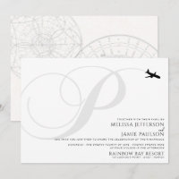 Ready for Take Off P Initial Wedding Invitation