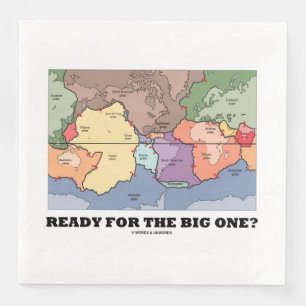 Ready For The Big One? Plate Tectonics World Map Napkin