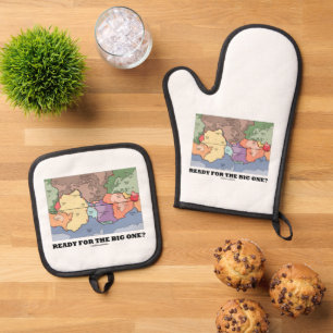 Ready For The Big One? Plate Tectonics World Map Oven Mitt & Pot Holder Set