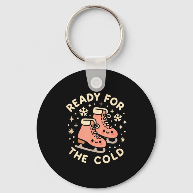 Ready For The Cold Funny Cute Ice Skates  Key Ring (Front)