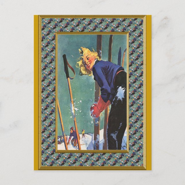 Ready for the piste holiday postcard (Front)
