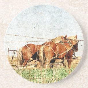 Ready For Work, Two Draught Horses Coaster