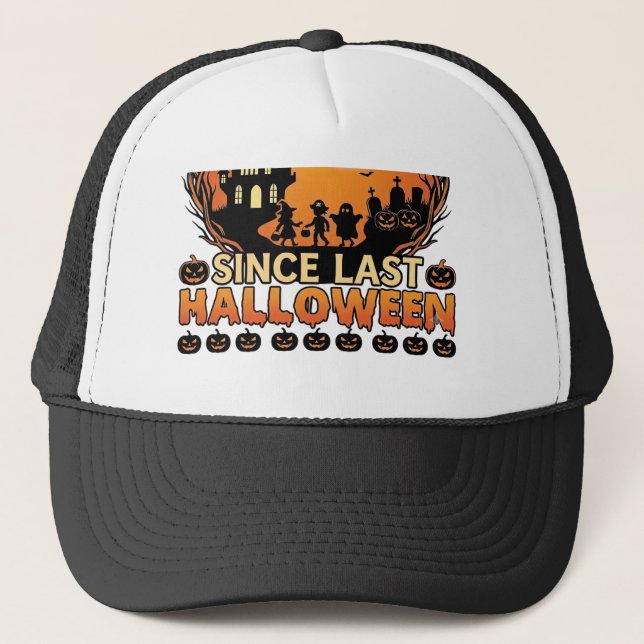 Ready Halloween Since Last Haunted Castle Ghost Ki Trucker Hat (Front)