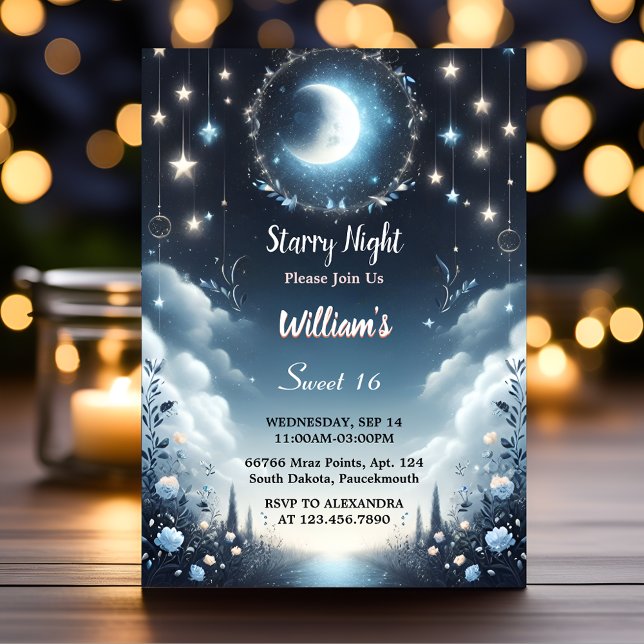 Ready Nature Galaxy Mystical Starry Night Sweet 16 Invitation (Creator Uploaded)