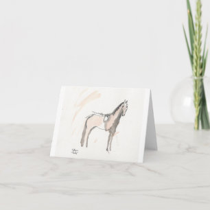 "Ready" note card Horse ready for action