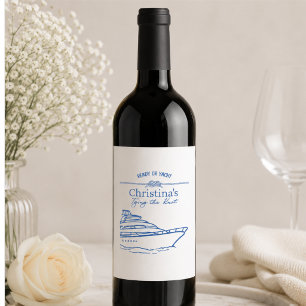 Ready or Yacht Bachelorette Wine Label Nautical