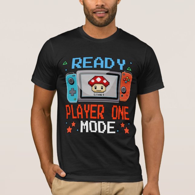 Ready Player One Mode Pixel Art Gaming Shirt (Front)