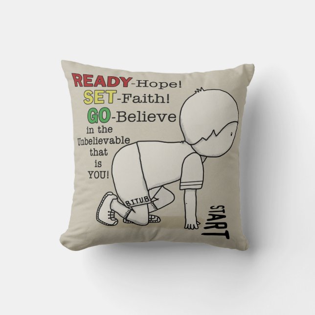 Ready, Set, Go Believe! Cushion (Front)