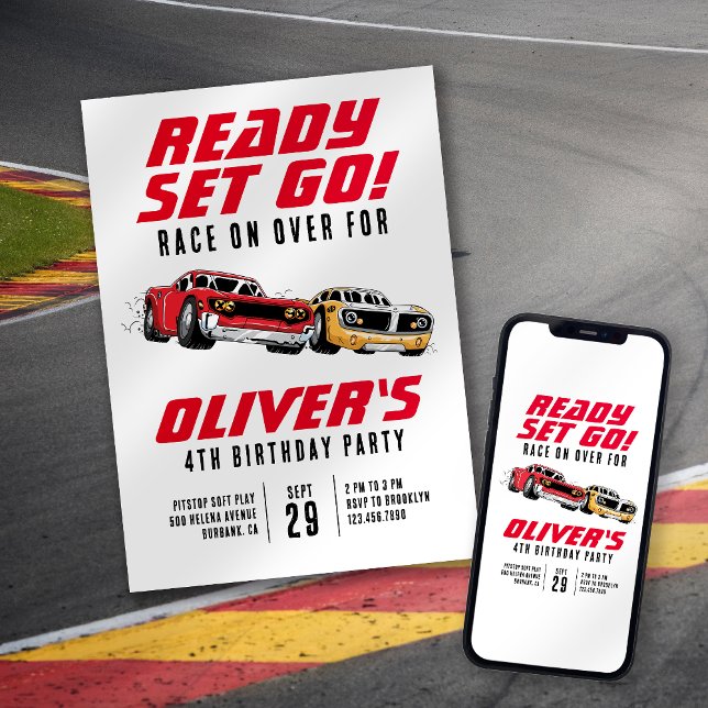 Ready Set Go! Cars Birthday Party Invitation (Creator Uploaded)