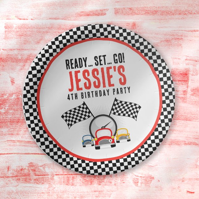 Ready Set Go! Race Car Birthday Party Paper Plate (Creator Uploaded)