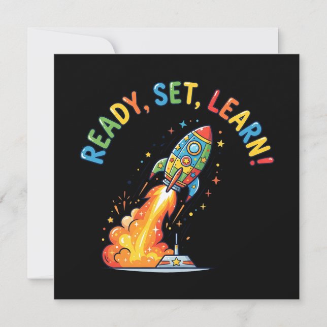 Ready Set Learn Rocket Back to School Invitation (Front)