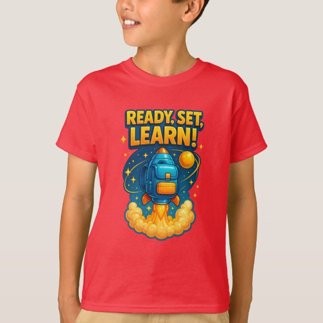 Ready Set Learn Rocket Backpack Tee (Front)