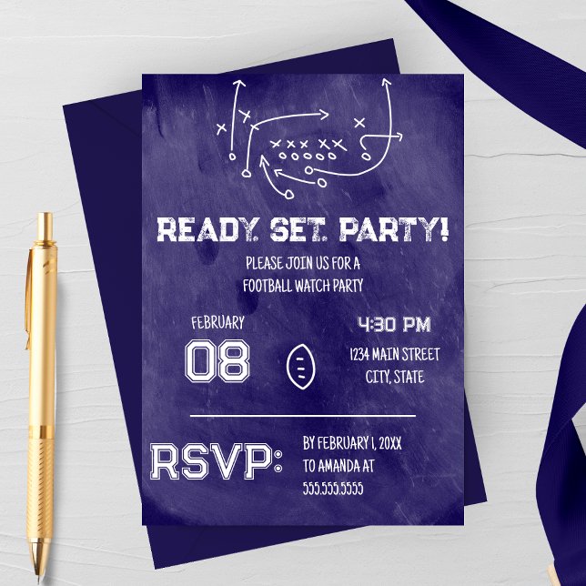 Ready Set Party Football Watch Party Invitation (Creator Uploaded)