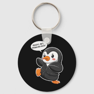 Ready Set Penguin Kick Martial Art Karate Cute Pen Key Ring