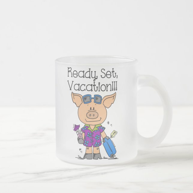 Ready Set Vacation Frosted Glass Coffee Mug (Right)