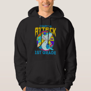 Ready To Attack 1st Grade Shark Back To School Boy Hoodie