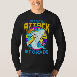 Ready To Attack 1st Grade Shark Back To School Boy T-Shirt