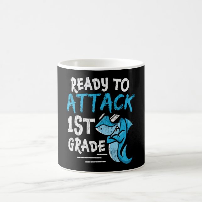 Ready to Attack 1st Grade Shark Back to School  Coffee Mug (Center)