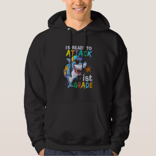 Ready To Attack 1st Grade Shark Back To School Sea Hoodie