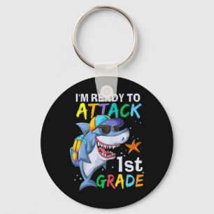 Ready To Attack 1st Grade Shark Back To School Sea Key Ring
