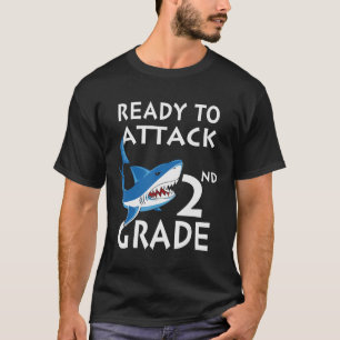 Ready To Attack 2nd Grade Second  Meme Shark Stude T-Shirt