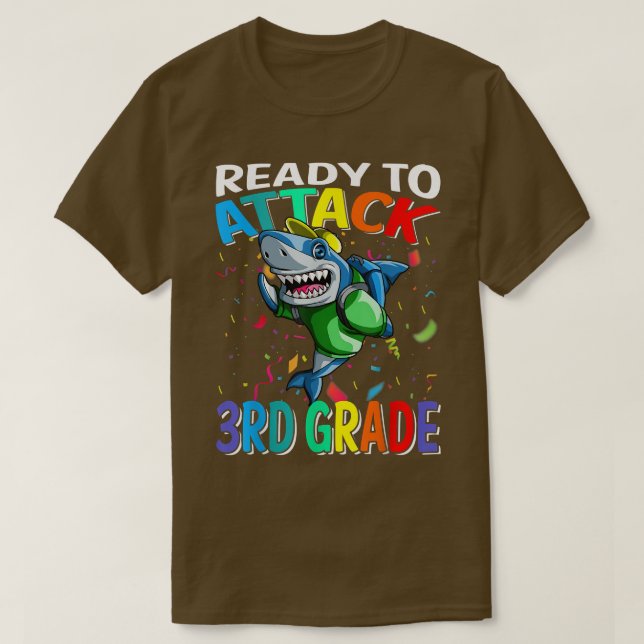 Ready To Attack 3rd Grade Shark Back To School T-S T-Shirt (Design Front)