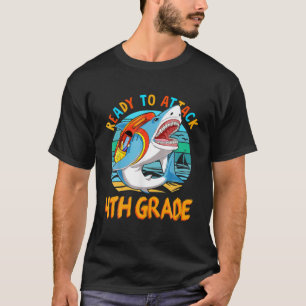 Ready To Attack 4Th Grade Back To School Shark Pac T-Shirt
