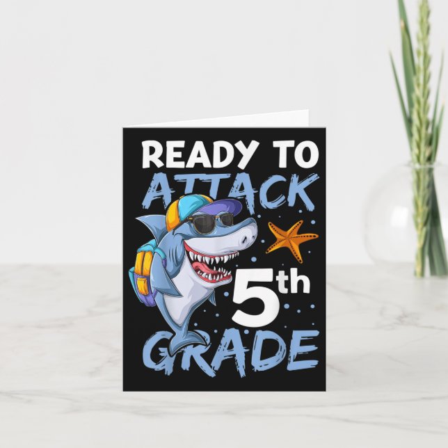 Ready To Attack 5th Grade Apparel, Back To School  Card (Front)