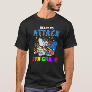 Ready To Attack 5th Grade Boys Shark Back To Scho T-Shirt