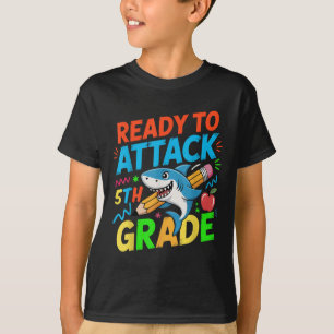 Ready To Attack 5th Grade Shark Back To School Boy T-Shirt