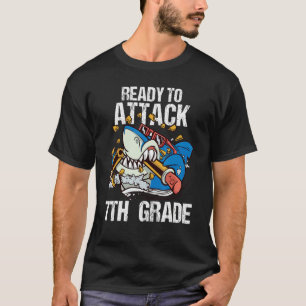 Ready To Attack 7th Grade Boys Shark   Back To Sch T-Shirt
