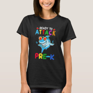 Ready To Attack Pre K Shark Back To School Boys Ki T-Shirt
