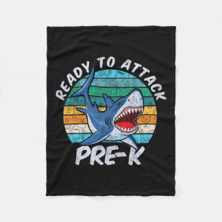 Ready To Attack Pre-k Shark First Day Of Preschool Fleece Blanket
