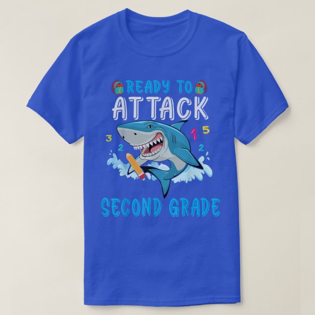 Ready To Attack Second Grade Shark Fist Day Of 2nd T-Shirt (Design Front)