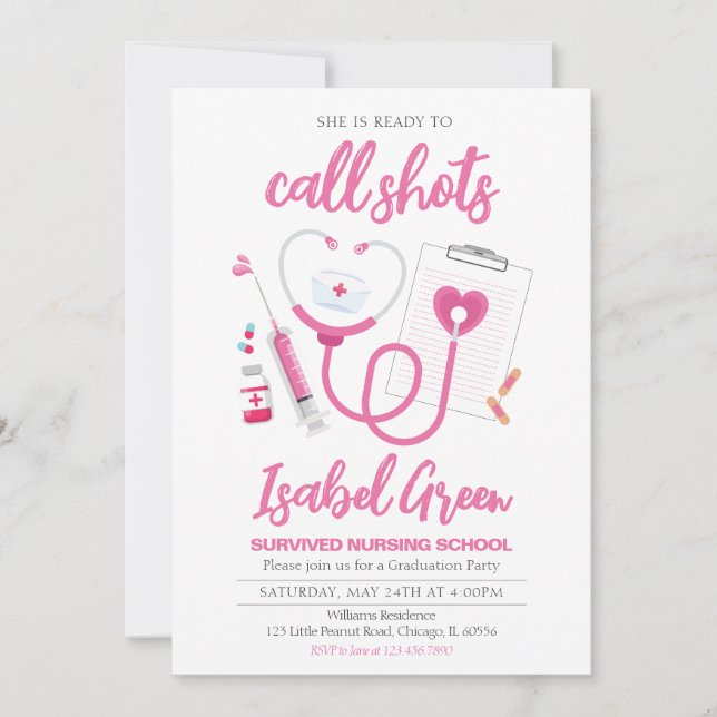 Ready to Call Shots Nurse Graduation Invitation (Front)