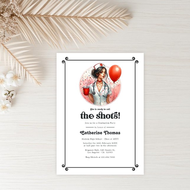 "Ready to Call the Shots" Nursing Graduation Party Invitation ("Ready to Call the Shots" Nursing Graduation Party Invitation)