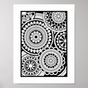 Ready to Colour Modern Mandala Pattern Print