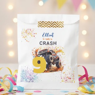 Ready to crash monster truck birthday favour bags
