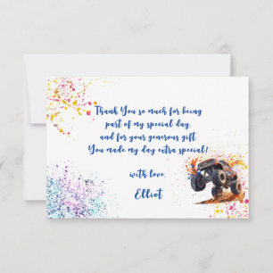 Ready to crash monster truck birthday thank you card