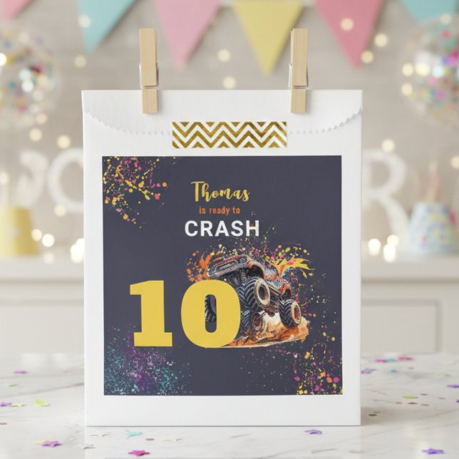 Ready to crash monster truck dark birthday favour bags (Creator Uploaded)