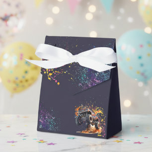 Ready to crash monster truck dark birthday favour box