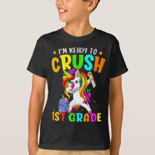Ready to crush 1st grade dabbing unicorn back to T-Shirt