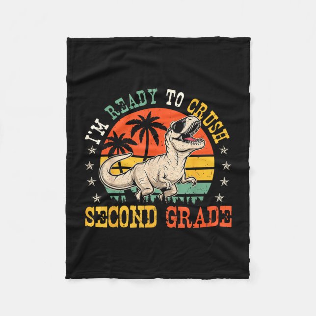 Ready to crush 2nd grade funny back to school boy fleece blanket (Front)