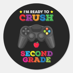 Ready To Crush 2nd Grade Video Game Gamer Ck To Sc Classic Round Sticker