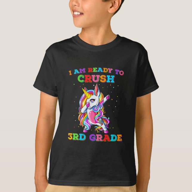 Ready To Crush 3rd Grade Dabbing Unicorn T-Shirt (Front)